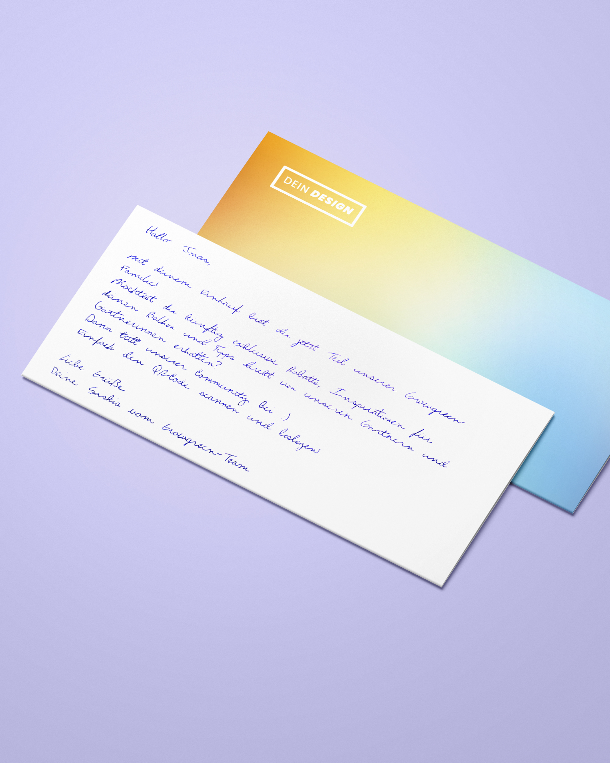 Handgeschriebener DIN-lang Paketbeileger mit persönlicher Botschaft. Ideal für Amazon-Seller zur Steigerung der Kundenbindung und Generierung von Rezensionen und Verbesserung der Produktbewertungen.