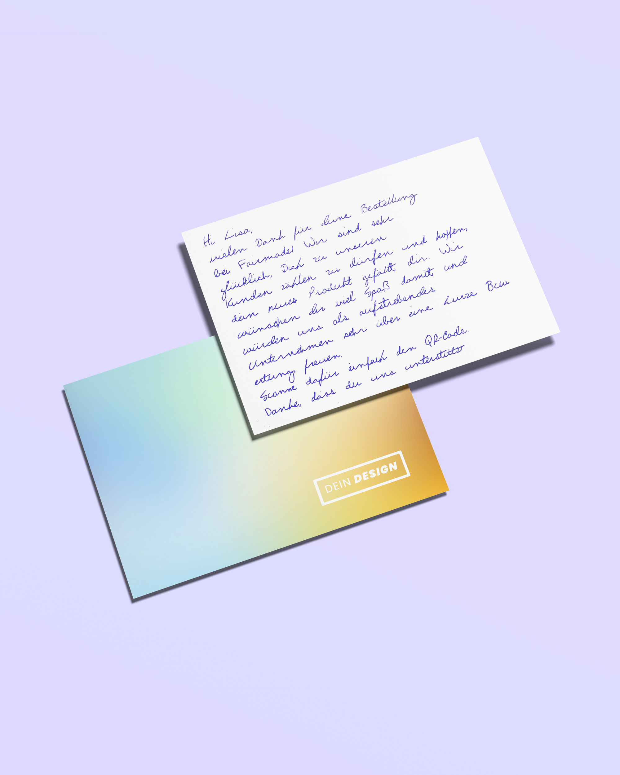 Handgeschriebene A6-Karte mit echter Tinte als Paketbeileger für Online-Shops