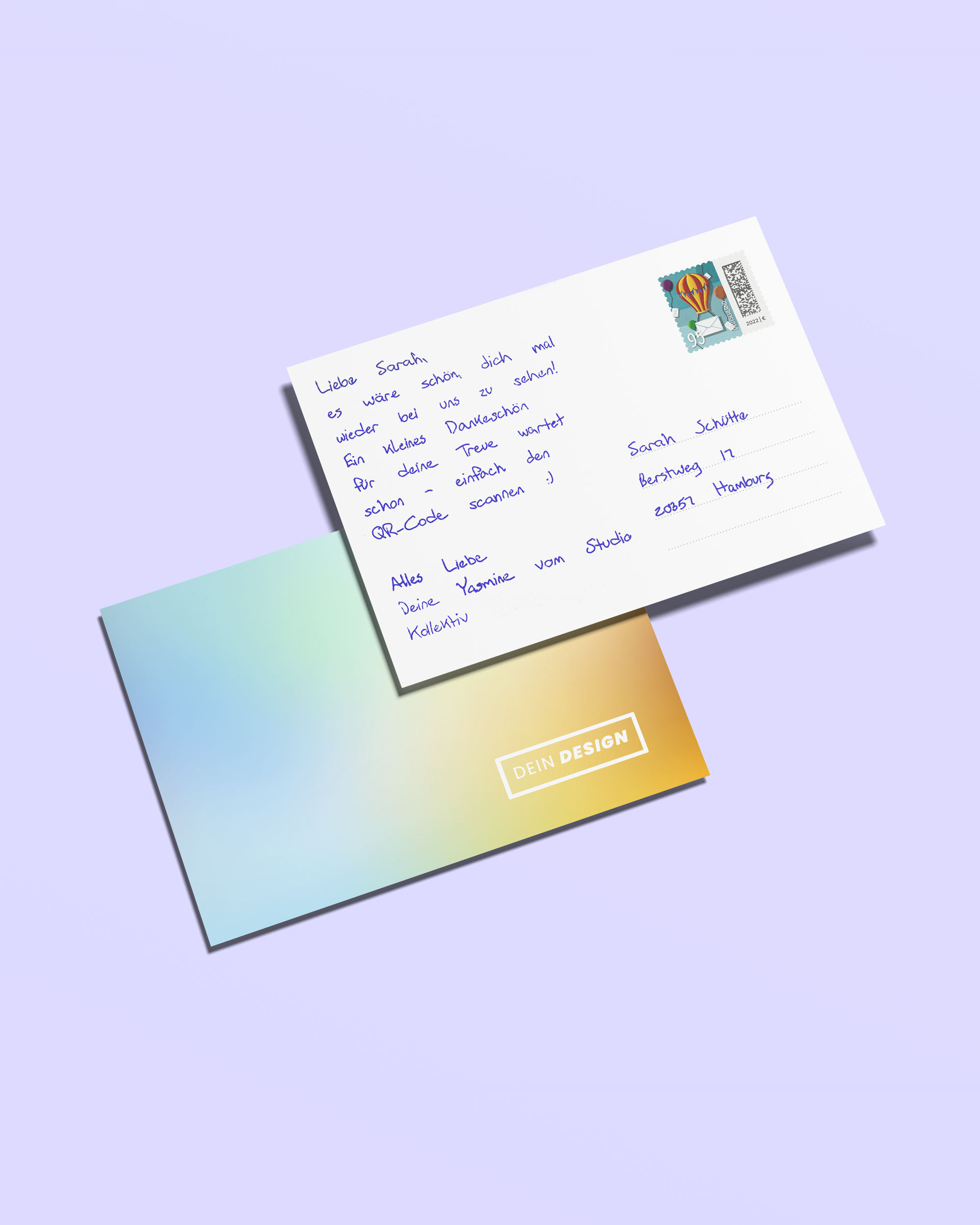 Handgeschriebene A6 Postkarte ideal für persönliche Kundenansprache